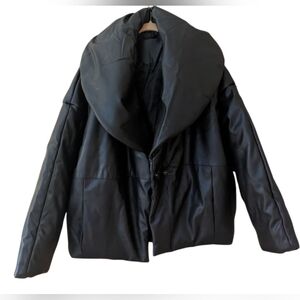 G by Giuliana Lined Faux Leather Black PufferJactet. New. One Snap Closure.